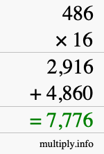 How to calculate 486 times 16 using long multiplication