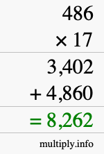 How to calculate 486 times 17 using long multiplication