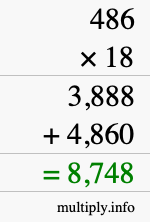 How to calculate 486 times 18 using long multiplication