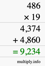 How to calculate 486 times 19 using long multiplication