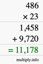 How to calculate 486 times 23 using long multiplication