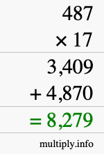 How to calculate 487 times 17 using long multiplication