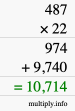 How to calculate 487 times 22 using long multiplication How to calculate 487 times 22 using long multiplication