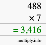 How to calculate 488 times 7 using long multiplication