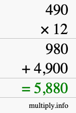 How to calculate 490 times 12 using long multiplication How to calculate 490 times 12 using long multiplication