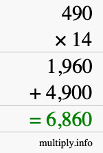 How to calculate 490 times 14 using long multiplication How to calculate 490 times 14 using long multiplication