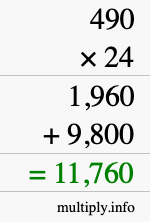 How to calculate 490 times 24 using long multiplication How to calculate 490 times 24 using long multiplication