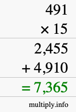 How to calculate 491 times 15 using long multiplication How to calculate 491 times 15 using long multiplication