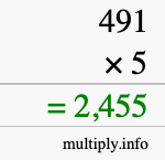 How to calculate 491 times 5 using long multiplication How to calculate 491 times 5 using long multiplication