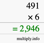 How to calculate 491 times 6 using long multiplication