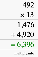 How to calculate 492 times 13 using long multiplication How to calculate 492 times 13 using long multiplication