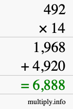 How to calculate 492 times 14 using long multiplication How to calculate 492 times 14 using long multiplication