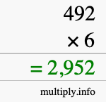 How to calculate 492 times 6 using long multiplication