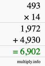 How to calculate 493 times 14 using long multiplication How to calculate 493 times 14 using long multiplication