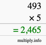 How to calculate 493 times 5 using long multiplication How to calculate 493 times 5 using long multiplication