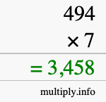 How to calculate 494 times 7 using long multiplication How to calculate 494 times 7 using long multiplication