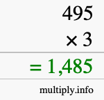 How to calculate 495 times 3 using long multiplication