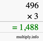 How to calculate 496 times 3 using long multiplication