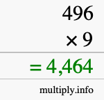 How to calculate 496 times 9 using long multiplication