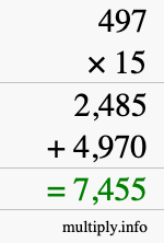 How to calculate 497 times 15 using long multiplication How to calculate 497 times 15 using long multiplication