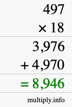 How to calculate 497 times 18 using long multiplication How to calculate 497 times 18 using long multiplication