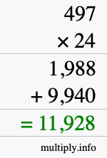 How to calculate 497 times 24 using long multiplication How to calculate 497 times 24 using long multiplication