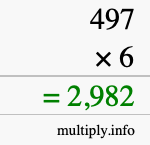How to calculate 497 times 6 using long multiplication