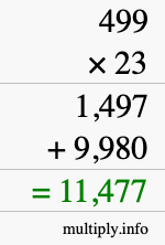 How to calculate 499 times 23 using long multiplication