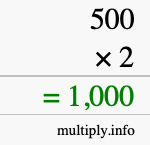 How to calculate 500 times 2 using long multiplication How to calculate 500 times 2 using long multiplication
