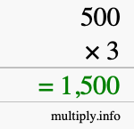 How to calculate 500 times 3 using long multiplication How to calculate 500 times 3 using long multiplication