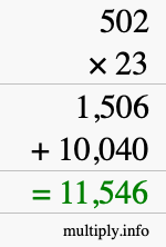 How to calculate 502 times 23 using long multiplication How to calculate 502 times 23 using long multiplication