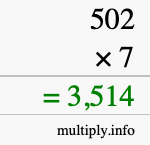 How to calculate 502 times 7 using long multiplication How to calculate 502 times 7 using long multiplication
