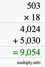 How to calculate 503 times 18 using long multiplication How to calculate 503 times 18 using long multiplication