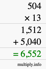 How to calculate 504 times 13 using long multiplication How to calculate 504 times 13 using long multiplication