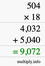 How to calculate 504 times 18 using long multiplication How to calculate 504 times 18 using long multiplication