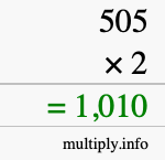 How to calculate 505 times 2 using long multiplication How to calculate 505 times 2 using long multiplication