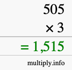 How to calculate 505 times 3 using long multiplication How to calculate 505 times 3 using long multiplication