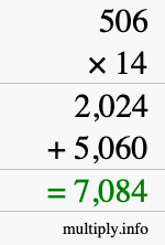How to calculate 506 times 14 using long multiplication How to calculate 506 times 14 using long multiplication