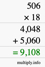 How to calculate 506 times 18 using long multiplication How to calculate 506 times 18 using long multiplication