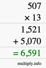 How to calculate 507 times 13 using long multiplication How to calculate 507 times 13 using long multiplication