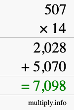 How to calculate 507 times 14 using long multiplication How to calculate 507 times 14 using long multiplication