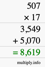 How to calculate 507 times 17 using long multiplication How to calculate 507 times 17 using long multiplication