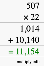 How to calculate 507 times 22 using long multiplication How to calculate 507 times 22 using long multiplication