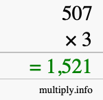 How to calculate 507 times 3 using long multiplication How to calculate 507 times 3 using long multiplication