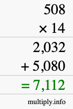 How to calculate 508 times 14 using long multiplication How to calculate 508 times 14 using long multiplication