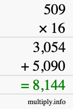 How to calculate 509 times 16 using long multiplication How to calculate 509 times 16 using long multiplication
