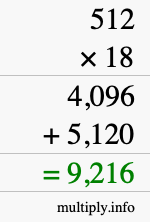 How to calculate 512 times 18 using long multiplication How to calculate 512 times 18 using long multiplication