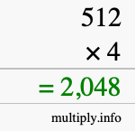 How to calculate 512 times 4 using long multiplication