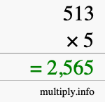 How to calculate 513 times 5 using long multiplication How to calculate 513 times 5 using long multiplication