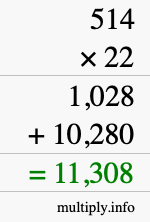 How to calculate 514 times 22 using long multiplication How to calculate 514 times 22 using long multiplication